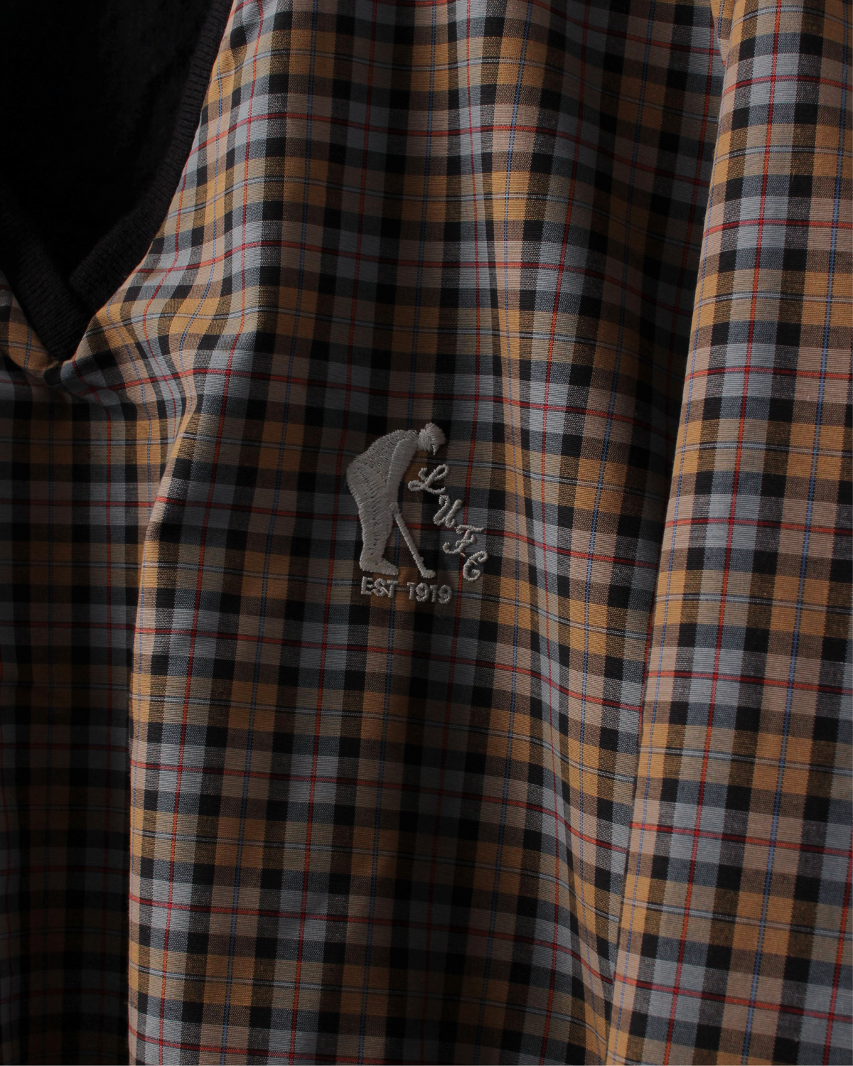 90s Ellanique LUFC Taupe Plaid Heavyweight Pullover (L)