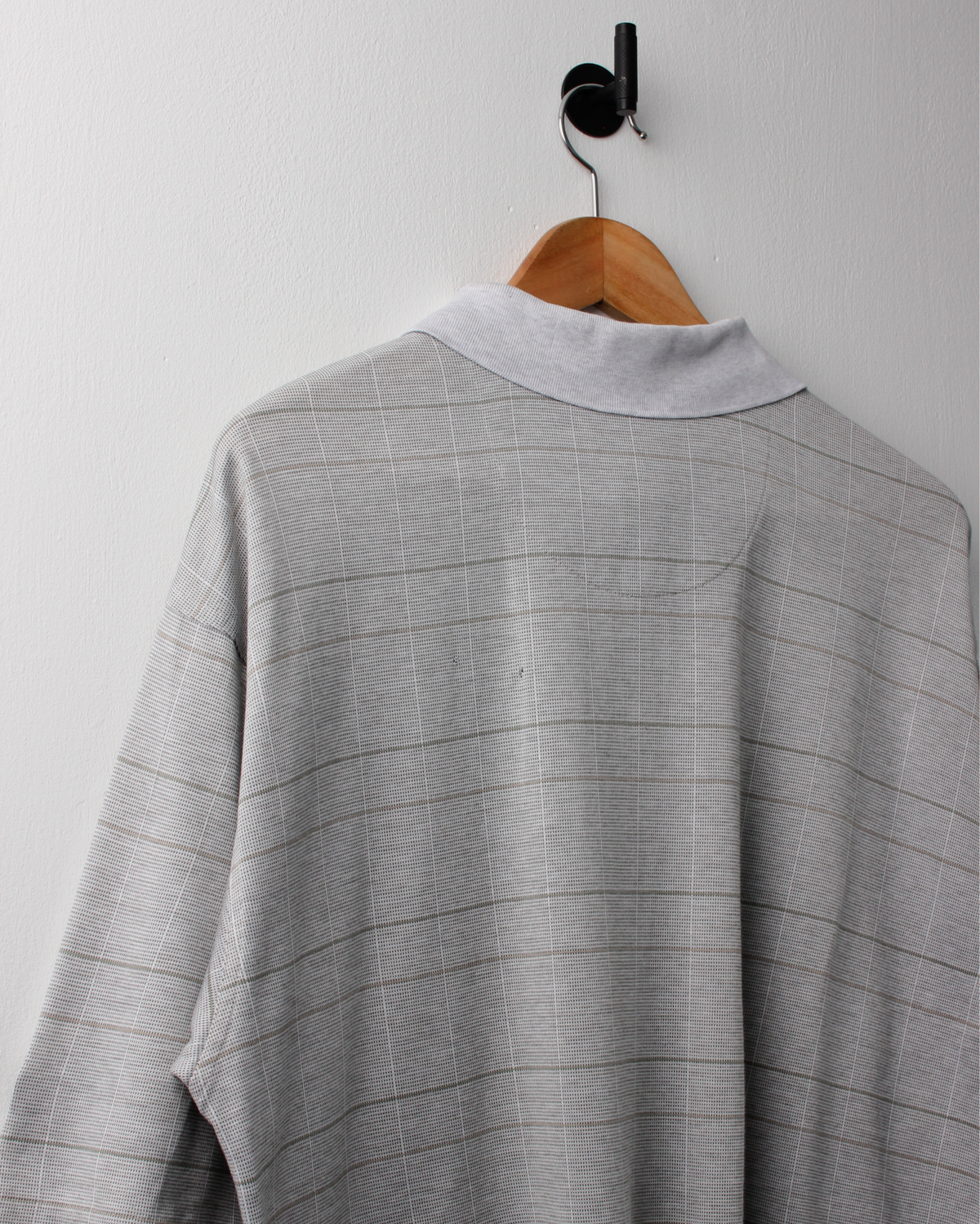 00s Nike Shield Logo Grey Chequered Polo (L)