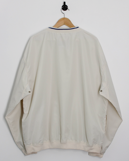 90s Fruit Of The Loom Cream V-Neck Windbreaker (XL)