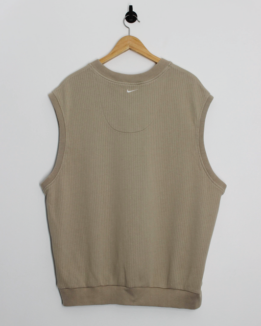 00s Nike Light Brown Ribbed Golf Vest (XL)