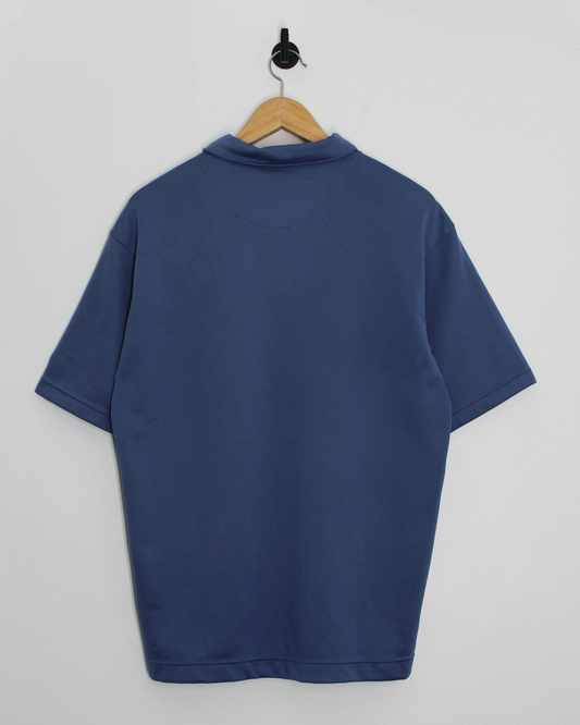 00s Nike Blue Centre Swoosh Polo-Shirt (M)