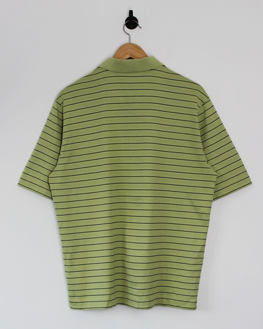 00s Nike Tiger Woods Light Green Striped Polo-Shirt (M)