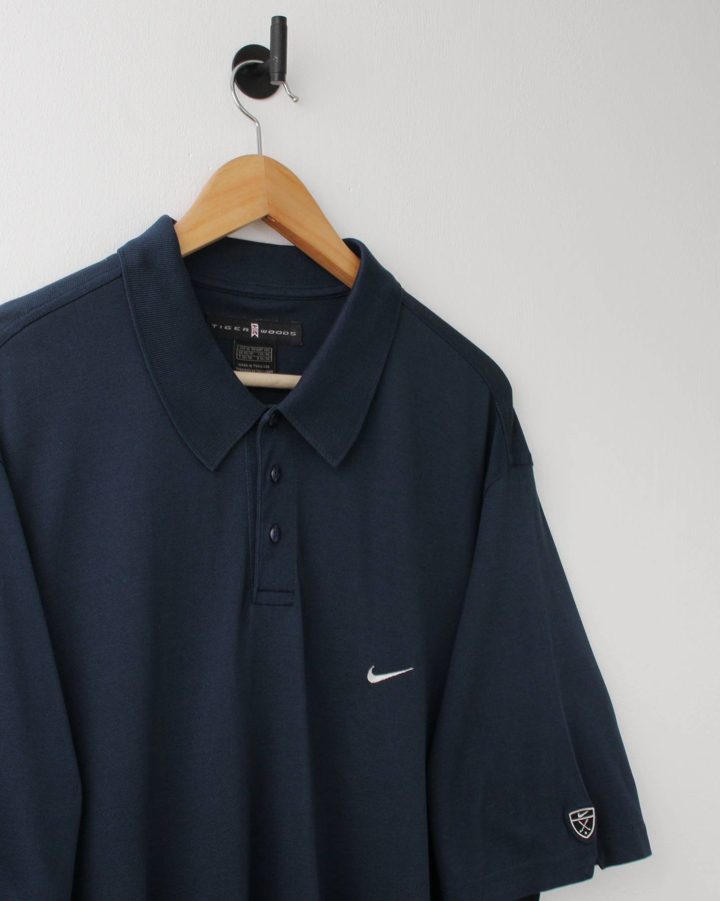 00s Nike Tiger Woods Shield Logo Navy Polo (XL)