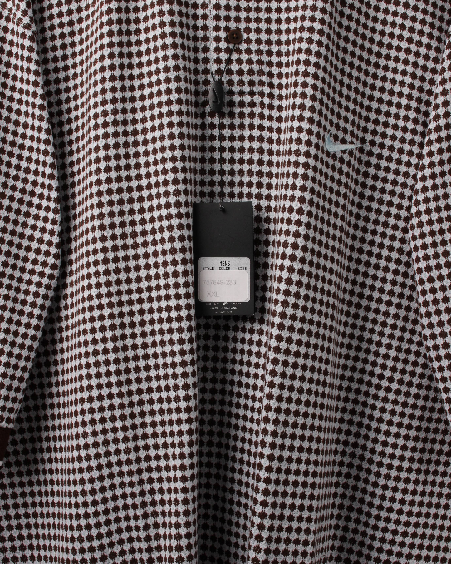 90s Nike Brown & White Geometric Pattern Polo with Tags (XXL)