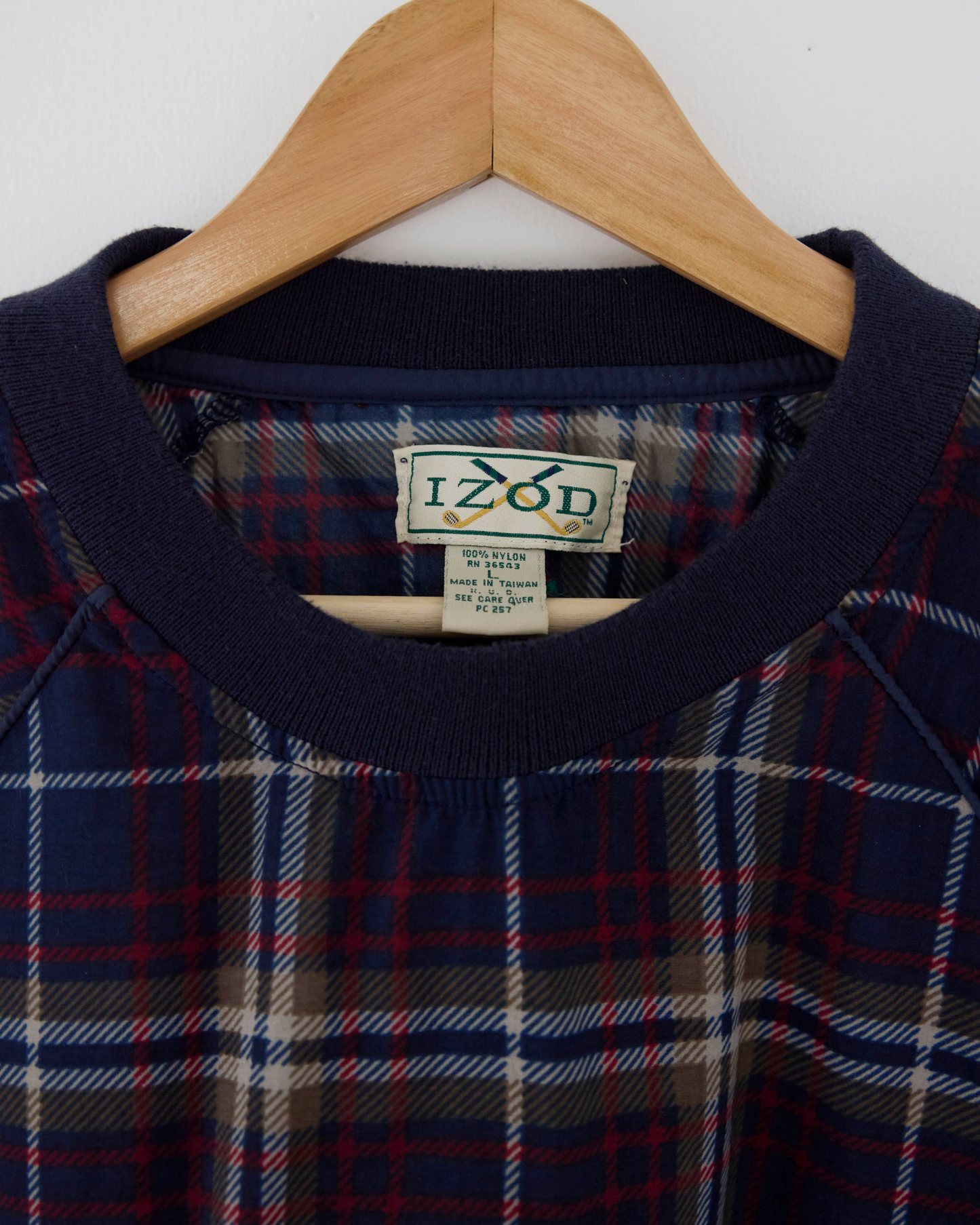 90s IZOD Multicoloured Plaid Windbreaker (L)
