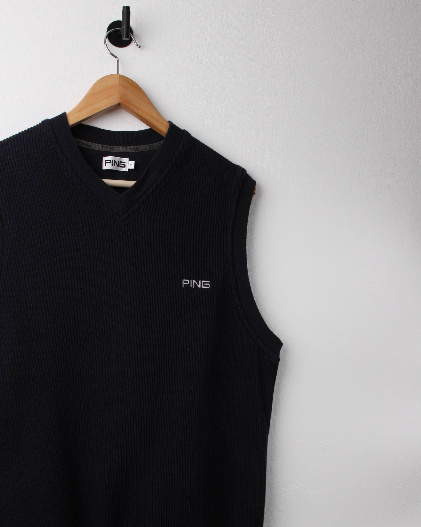 00s Ping ‘Mr Ping’ Logo Navy Ribbed Golf Vest (S)