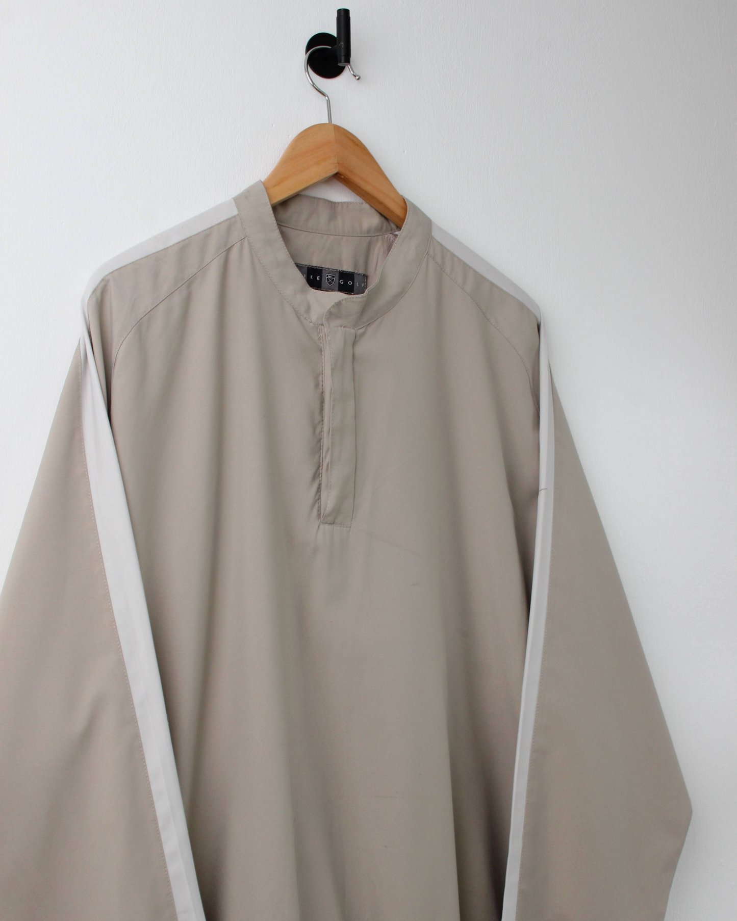 00s Nike Shield Logo Cream & White Quarter Zip Windbreaker (XL)
