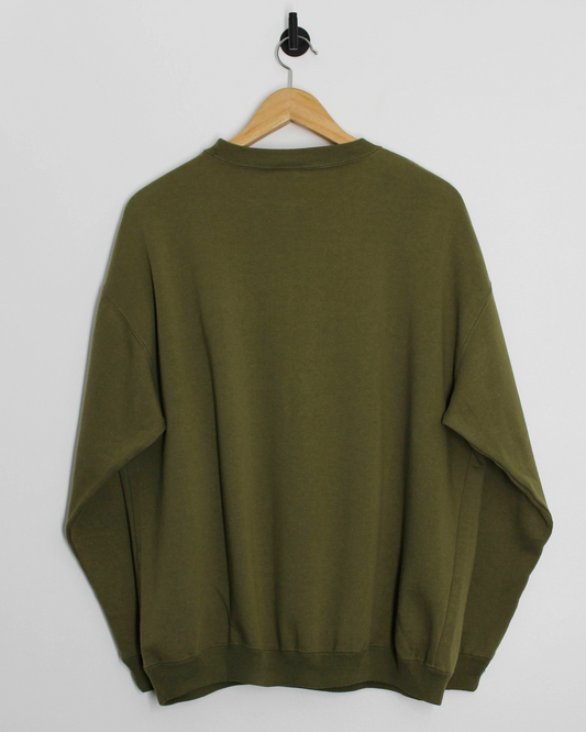 New Fast Khaki Green Graphic Crewneck Sweatshirt (M)