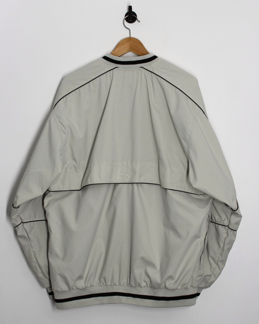 90s Nike Cream/Black V-Neck Windbreaker (L)