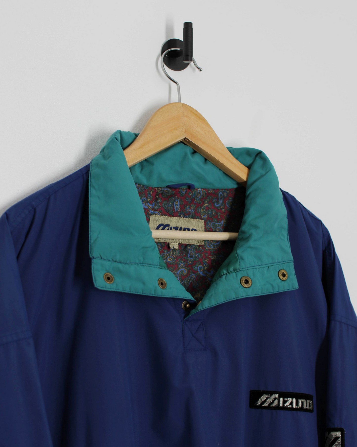 90s Mizuno Blue/Teal Buttoned Pullover Windbreaker (L)