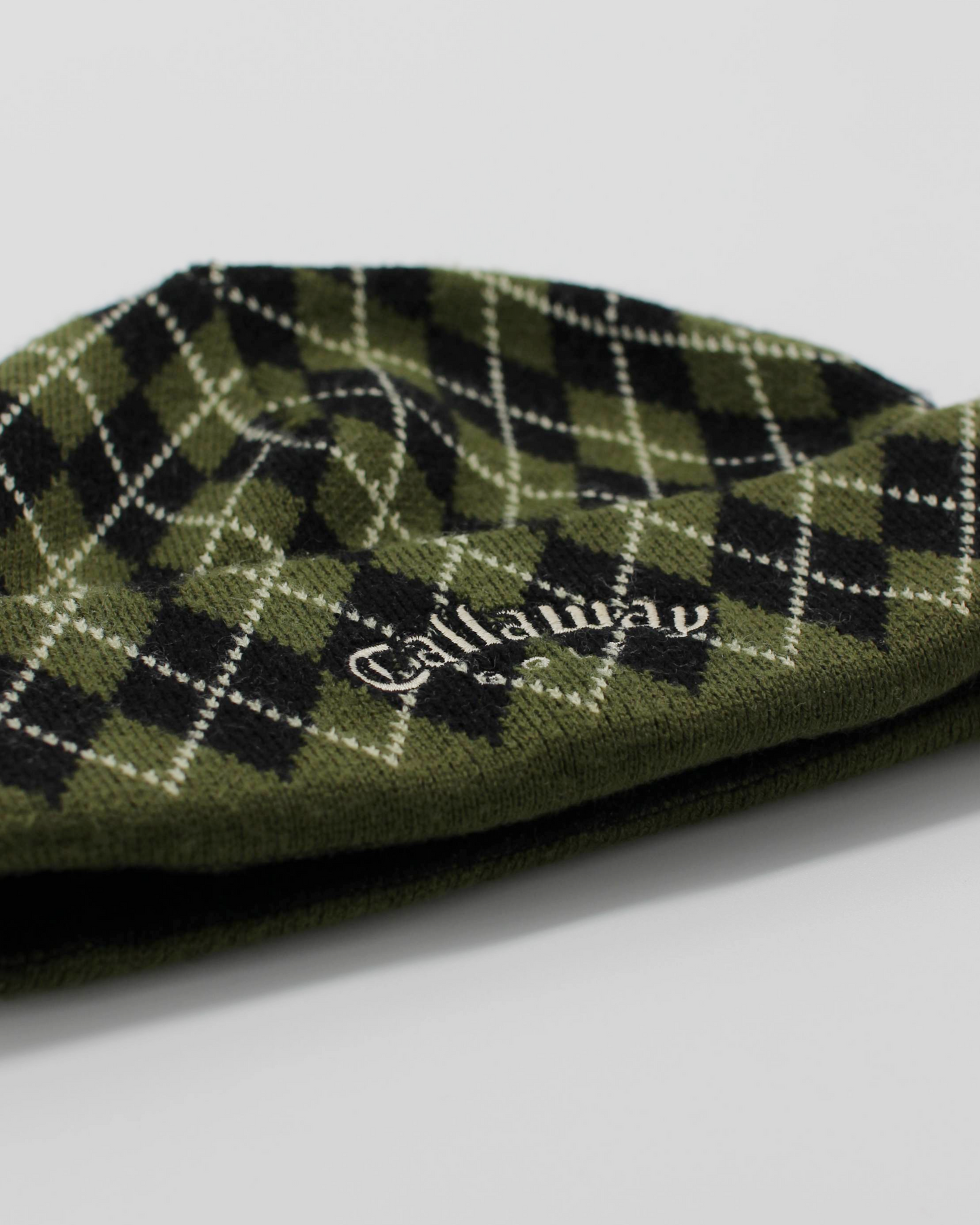 00s Callaway Golf Green Argyle Pattern Beanie Hat (S)