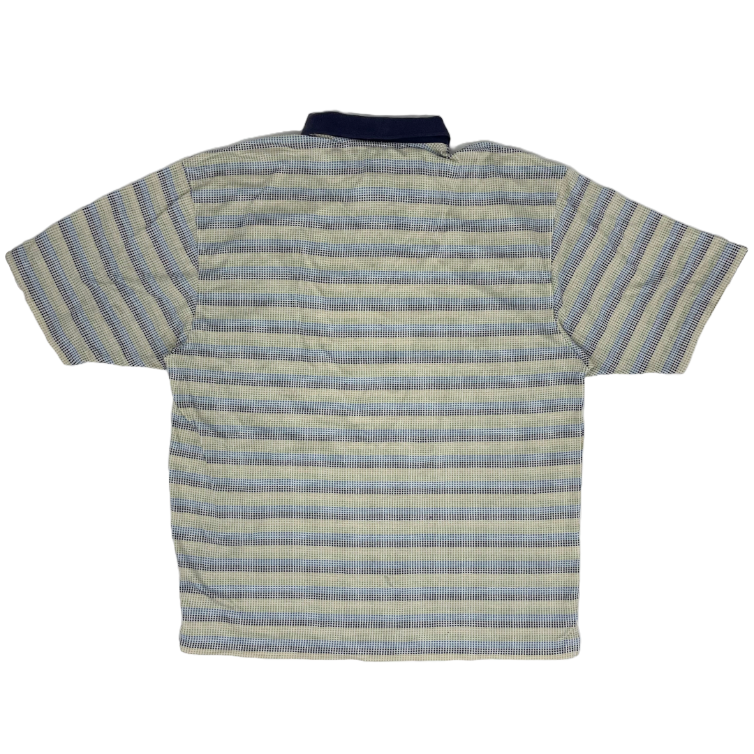 Nike White/Blue/Green Striped Polo-Shirt (L)