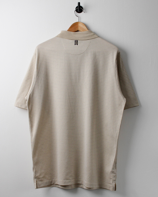 00s Nike Tiger Woods Shield Logo Biege Patterned Polo (L)