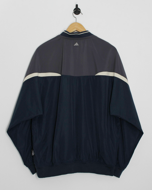 90s Adidas Navy V-Neck Windbreaker (M)