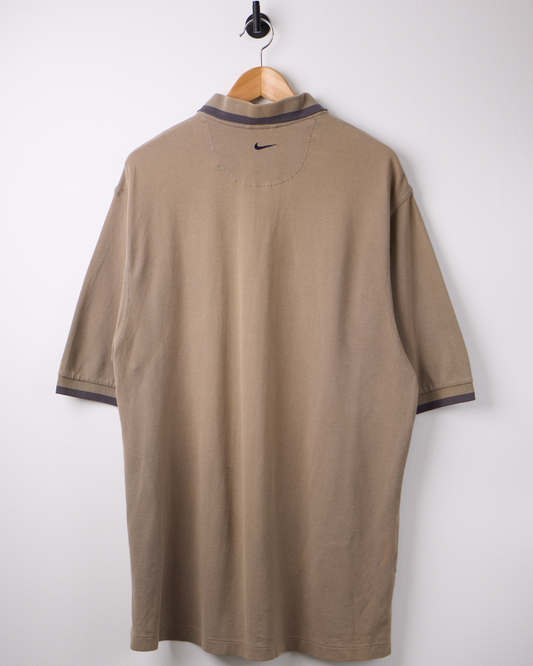90s Nike Tiger Woods Yin Yang Brown Zipped Polo (XL)