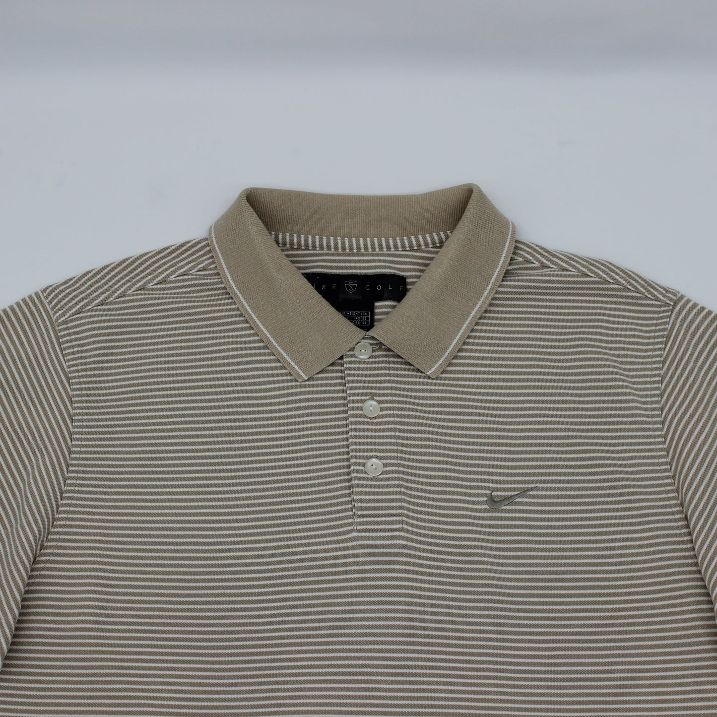 Nike Beige/White Striped Polo-Shirt (M)