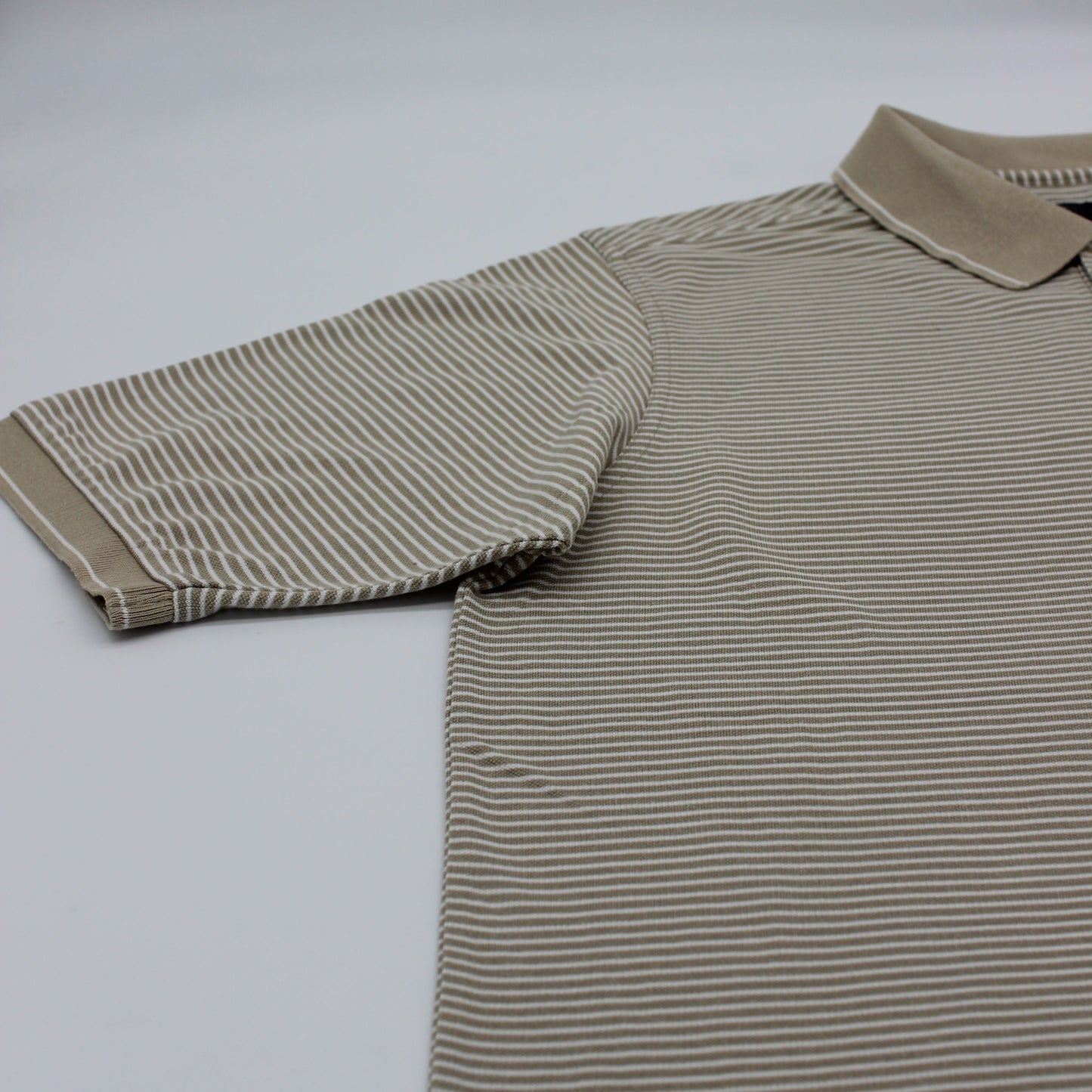 Nike Beige/White Striped Polo-Shirt (M)