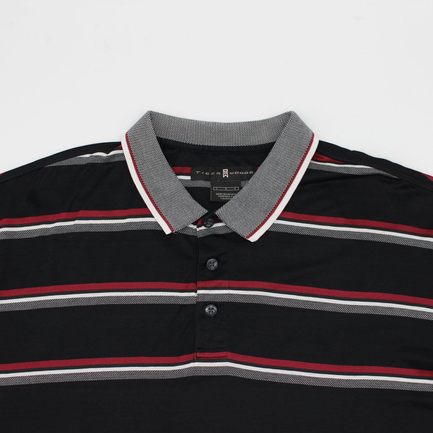 Nike Tiger Woods Red/Black/White Striped Polo-Shirt (L)