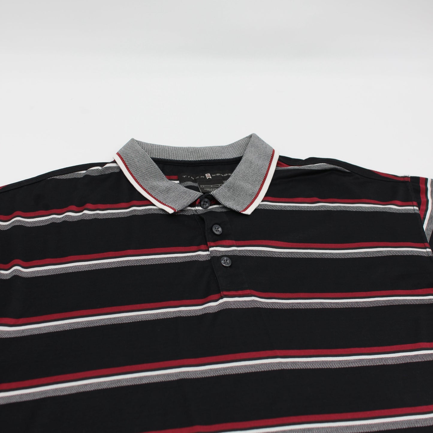 Nike Tiger Woods Red/Black/White Striped Polo-Shirt (L)