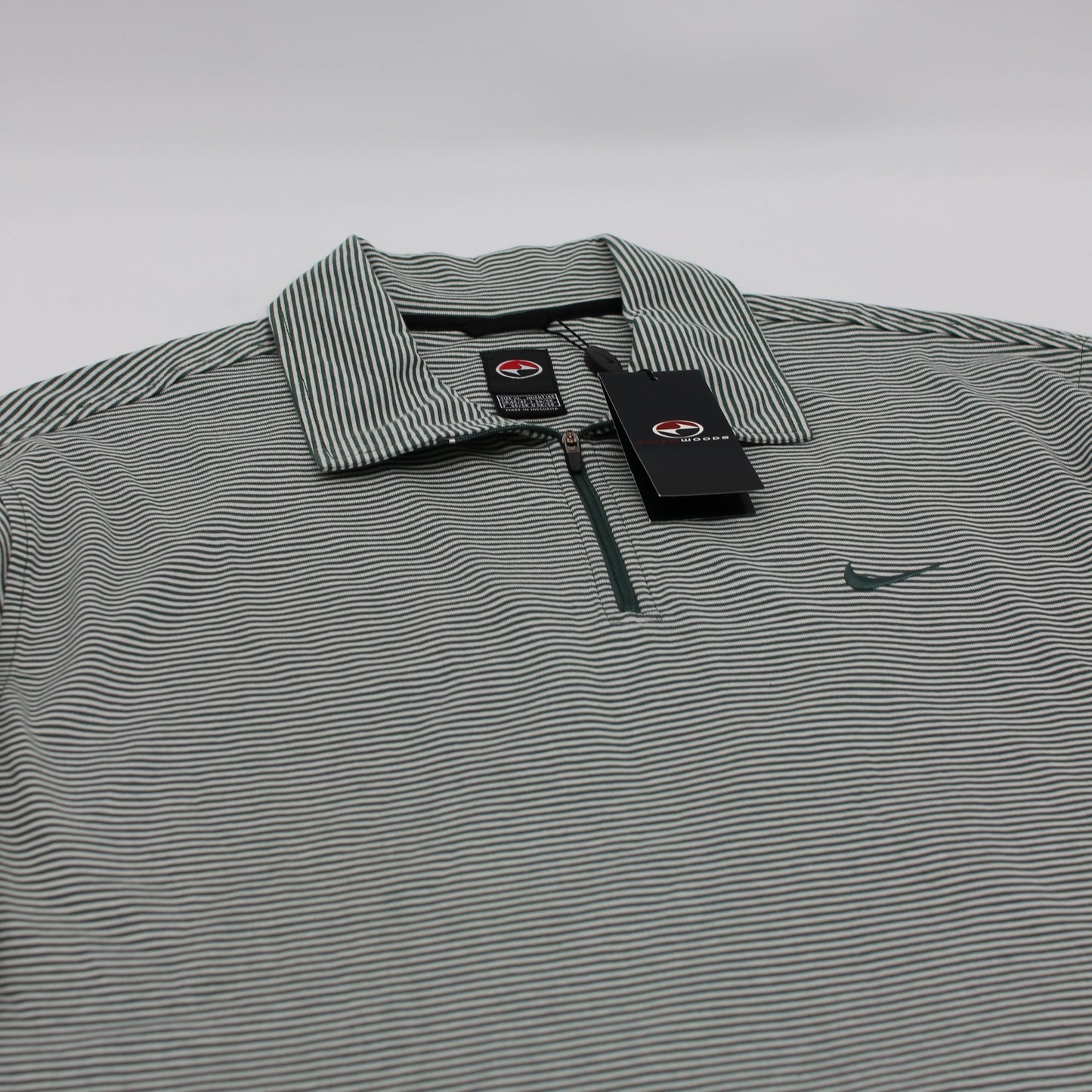 Nike Tiger Woods Yin Yang Green/White Striped Polo-Shirt with Tags (XL)