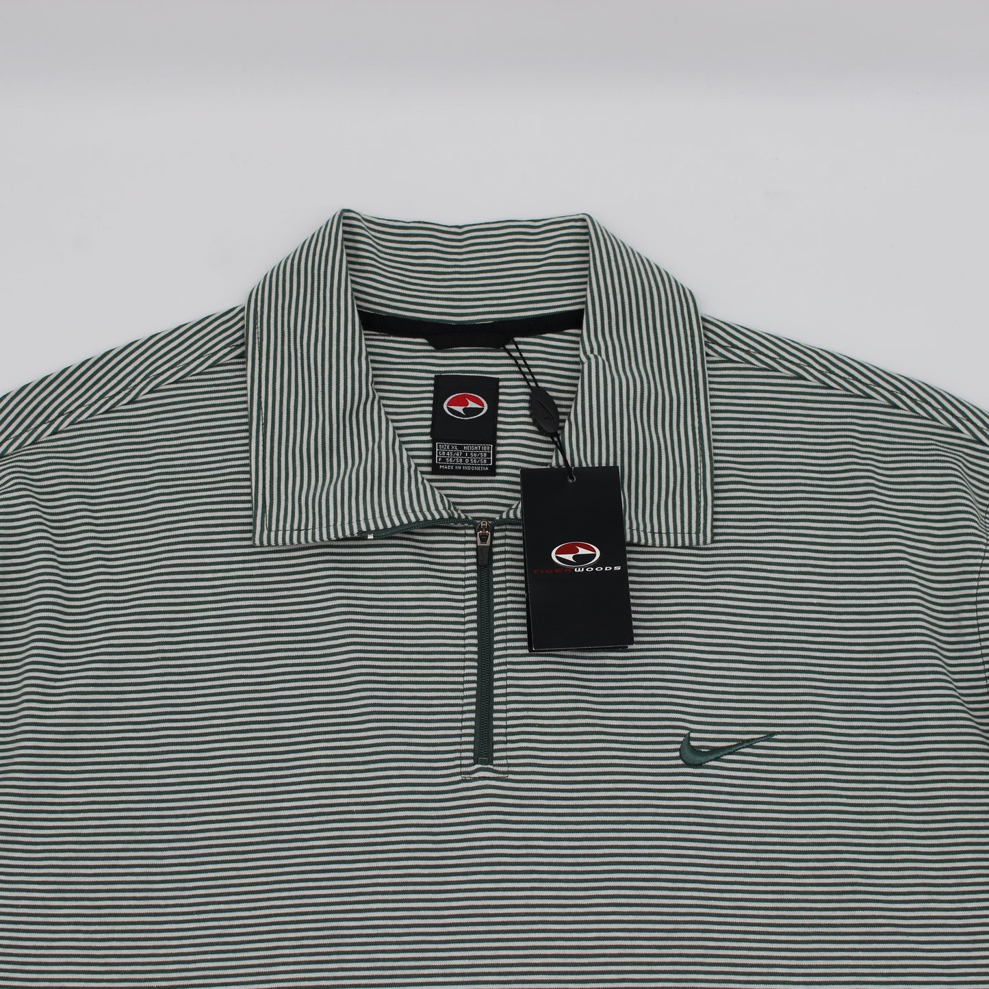 Nike Tiger Woods Yin Yang Green/White Striped Polo-Shirt with Tags (XL)