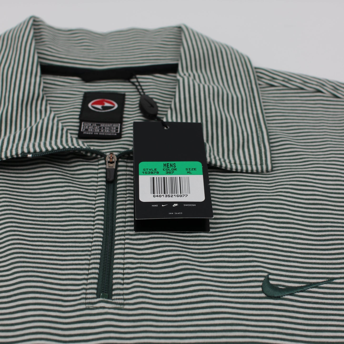 Nike Tiger Woods Yin Yang Green/White Striped Polo-Shirt with Tags (XL)