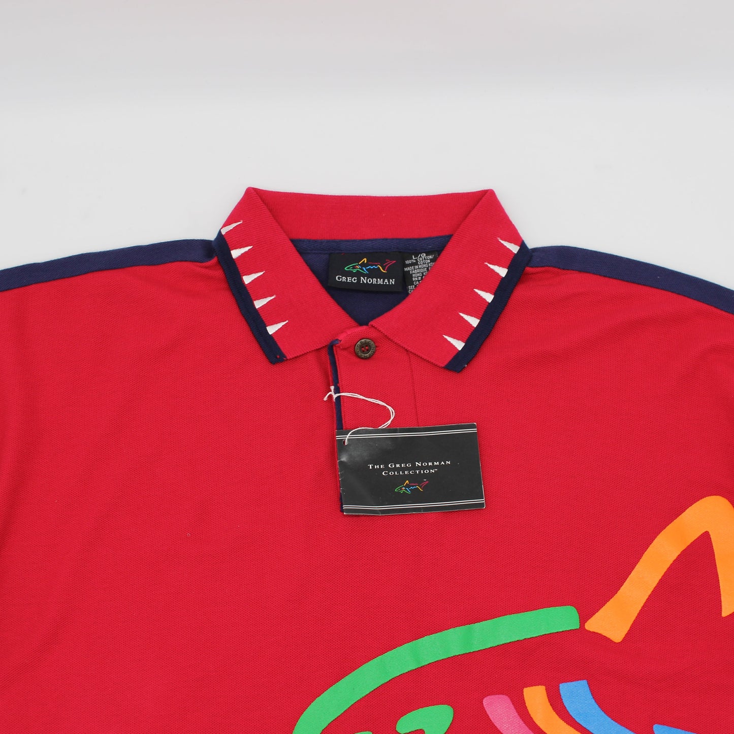 Greg Norman Red Shark Graphic Polo-Shirt with Tags (L)