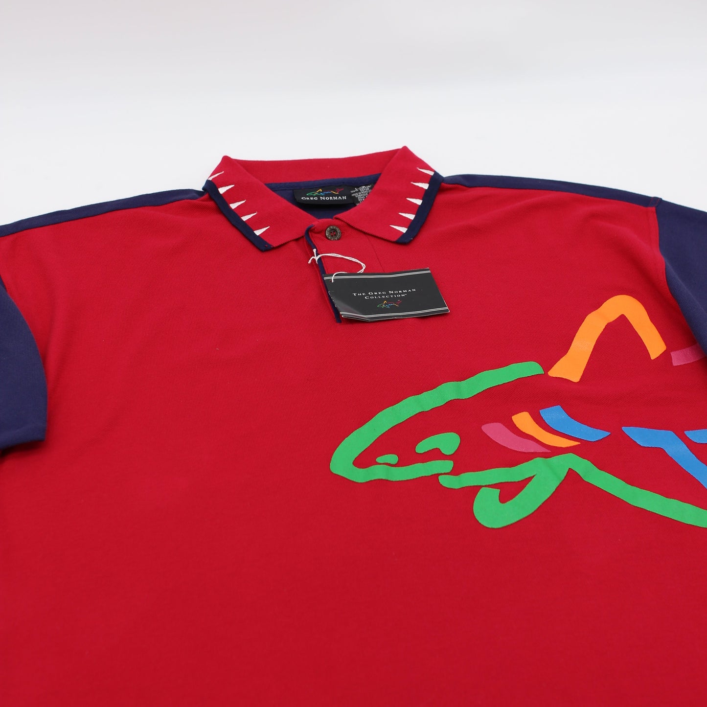 Greg Norman Red Shark Graphic Polo-Shirt with Tags (L)