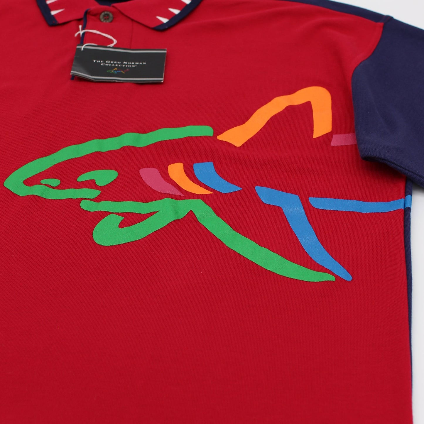 Greg Norman Red Shark Graphic Polo-Shirt with Tags (L)