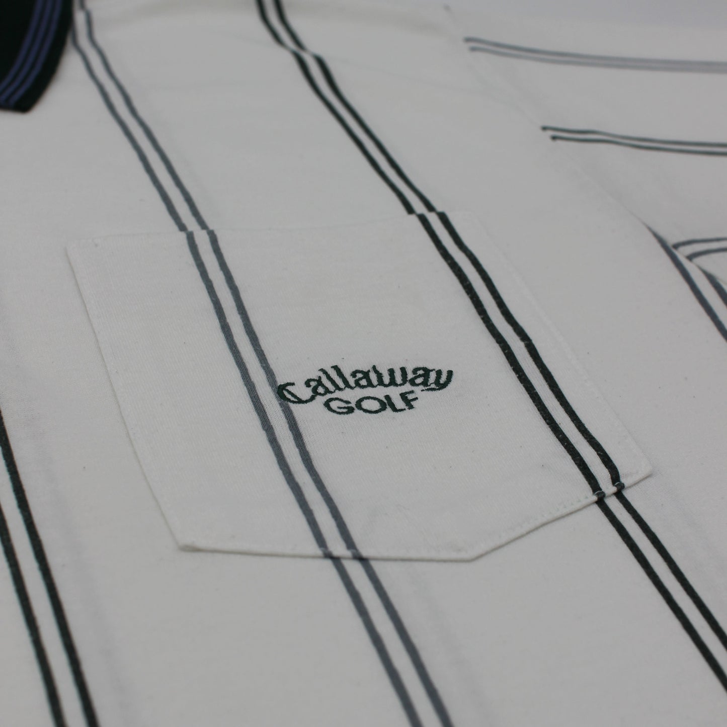 Callaway White/Green Striped Polo-Shirt (M)