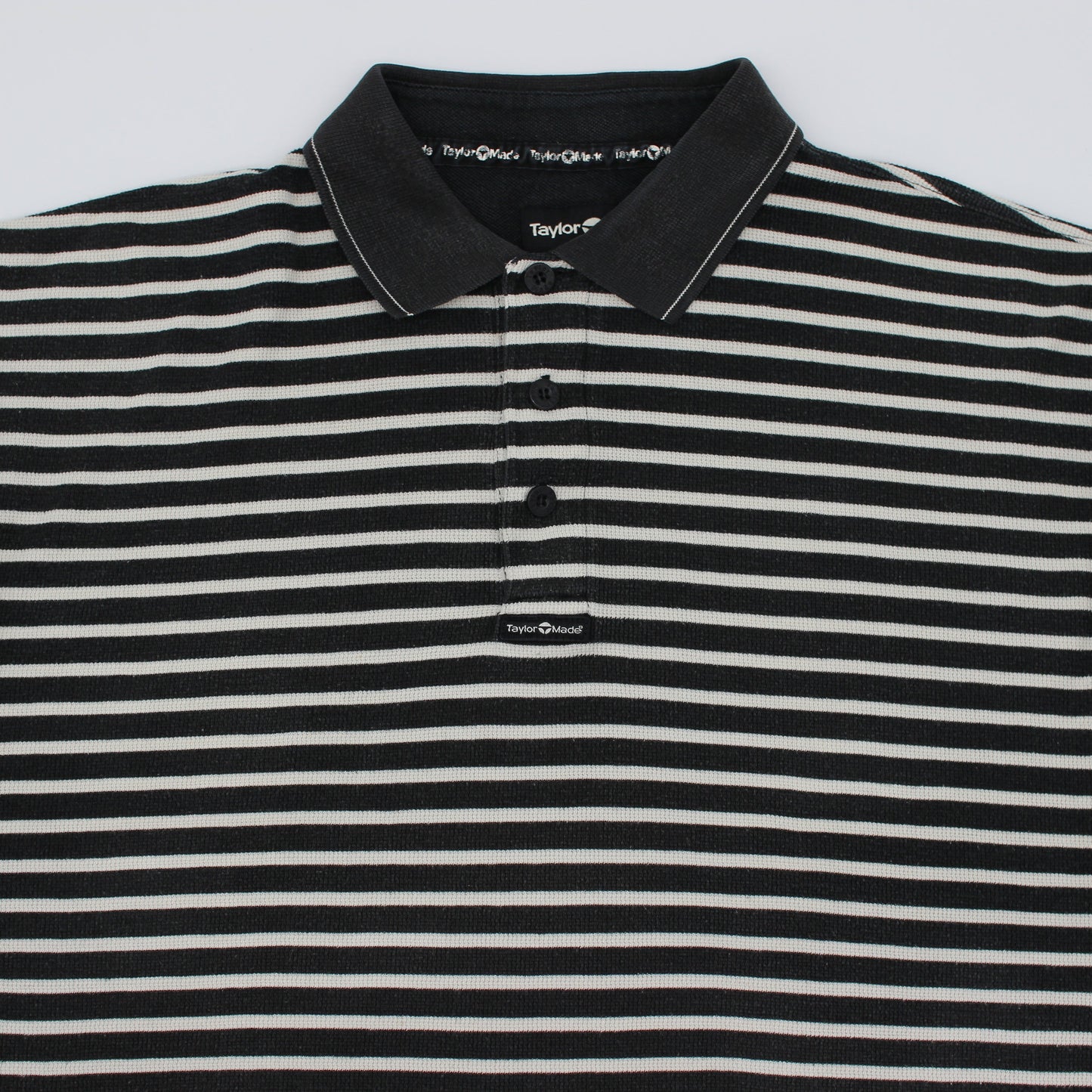 TaylorMade Black/White Striped Polo-Shirt (L)