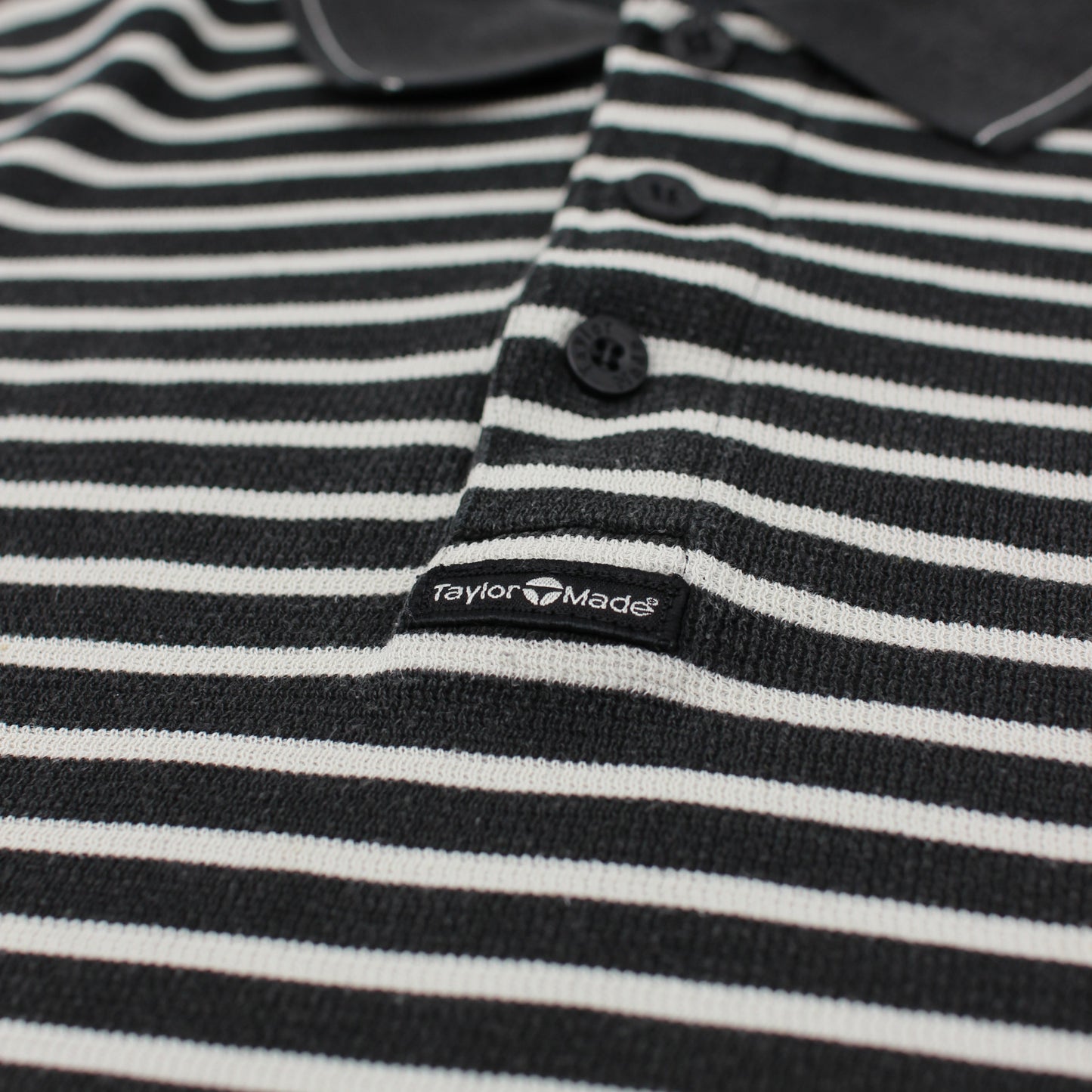 TaylorMade Black/White Striped Polo-Shirt (L)