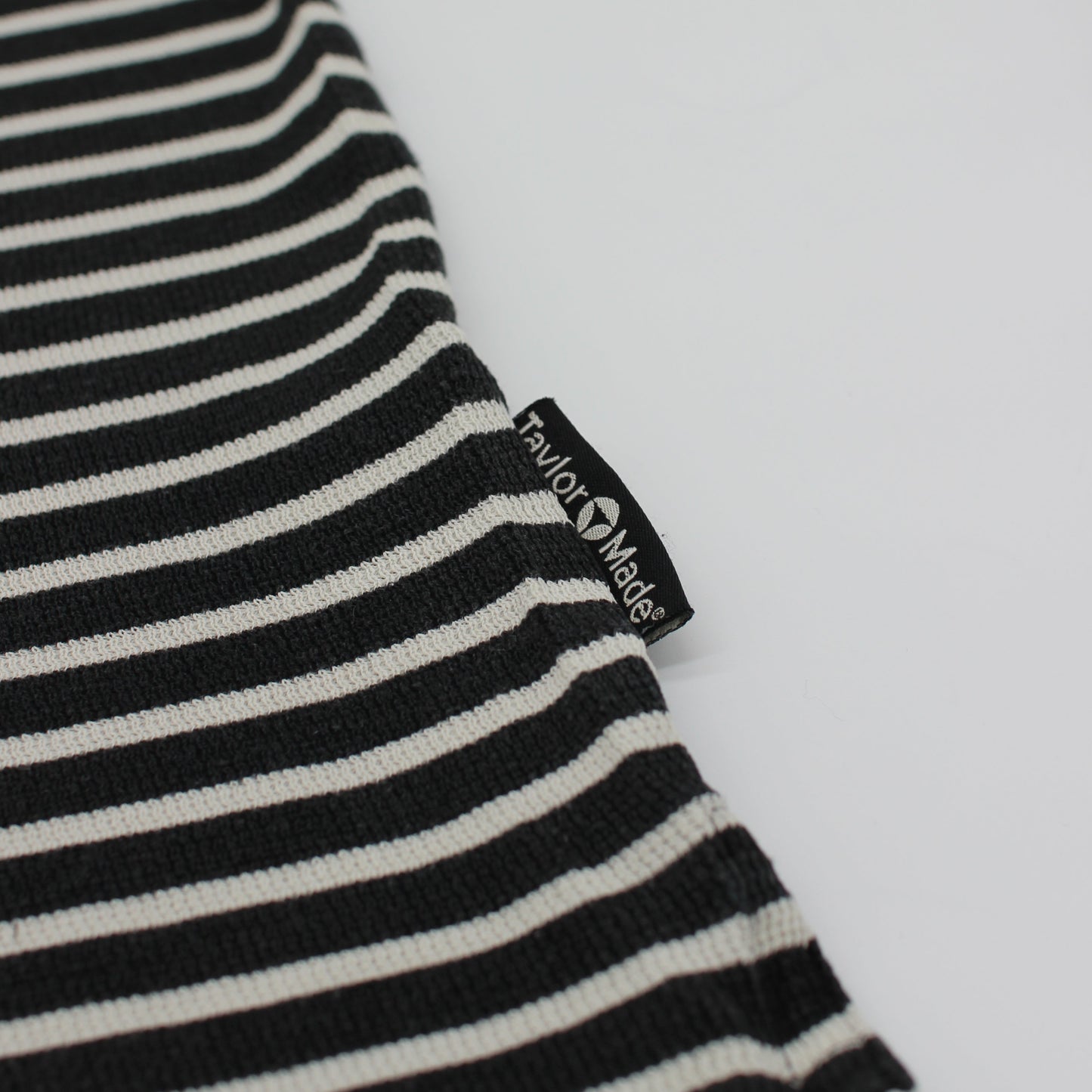 TaylorMade Black/White Striped Polo-Shirt (L)