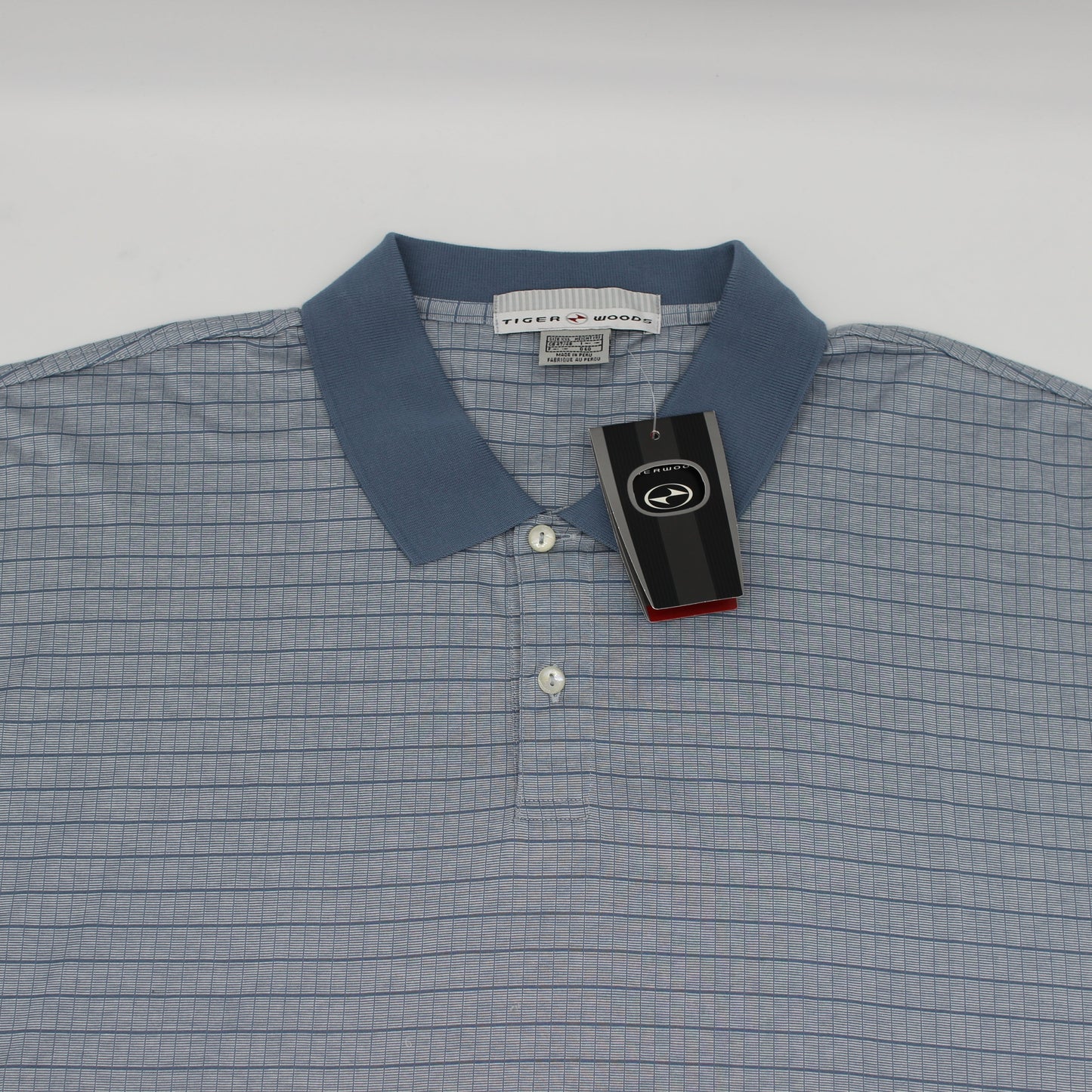 Nike Tiger Woods Light Blue Chequered Polo-Shirt with Tags (XXL)