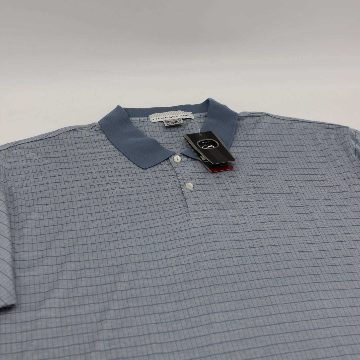 Nike Tiger Woods Light Blue Chequered Polo-Shirt with Tags (XXL)