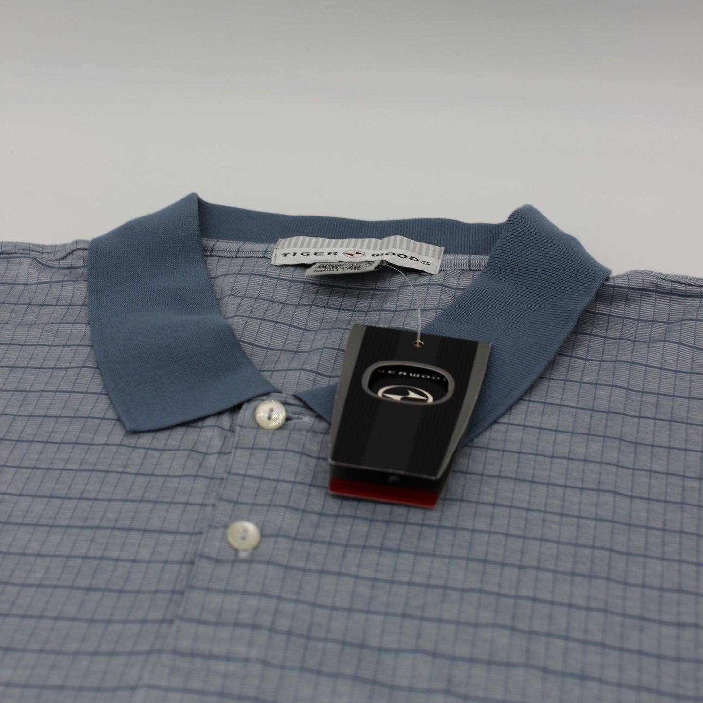 Nike Tiger Woods Light Blue Chequered Polo-Shirt with Tags (XXL)