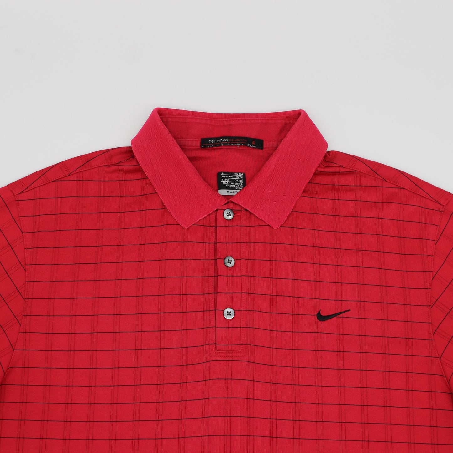 Nike Tiger Woods Red/Black Striped Polo-Shirt (L)