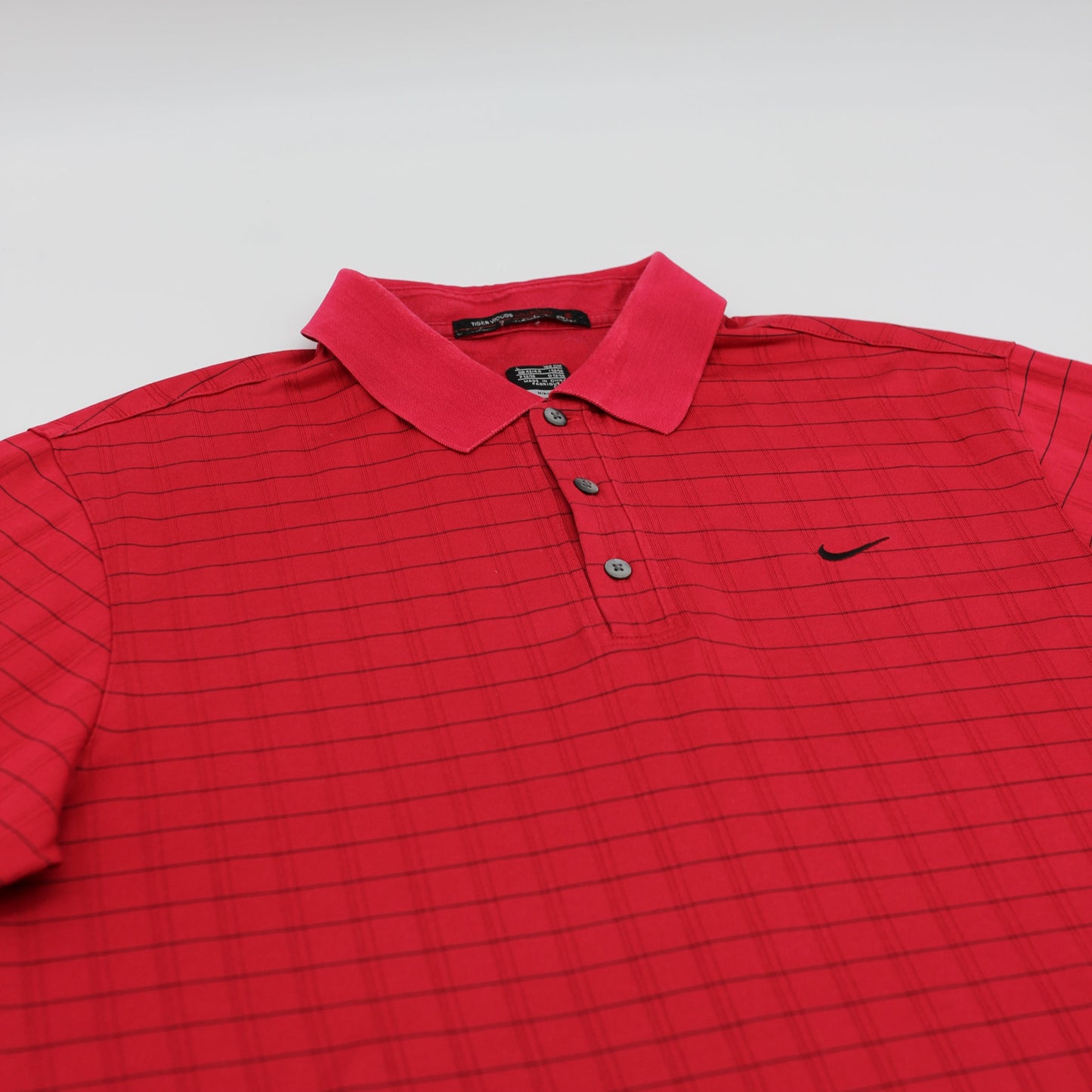 Nike Tiger Woods Red/Black Striped Polo-Shirt (L)