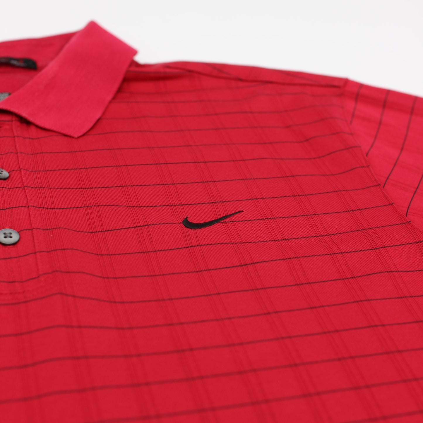 Nike Tiger Woods Red/Black Striped Polo-Shirt (L)