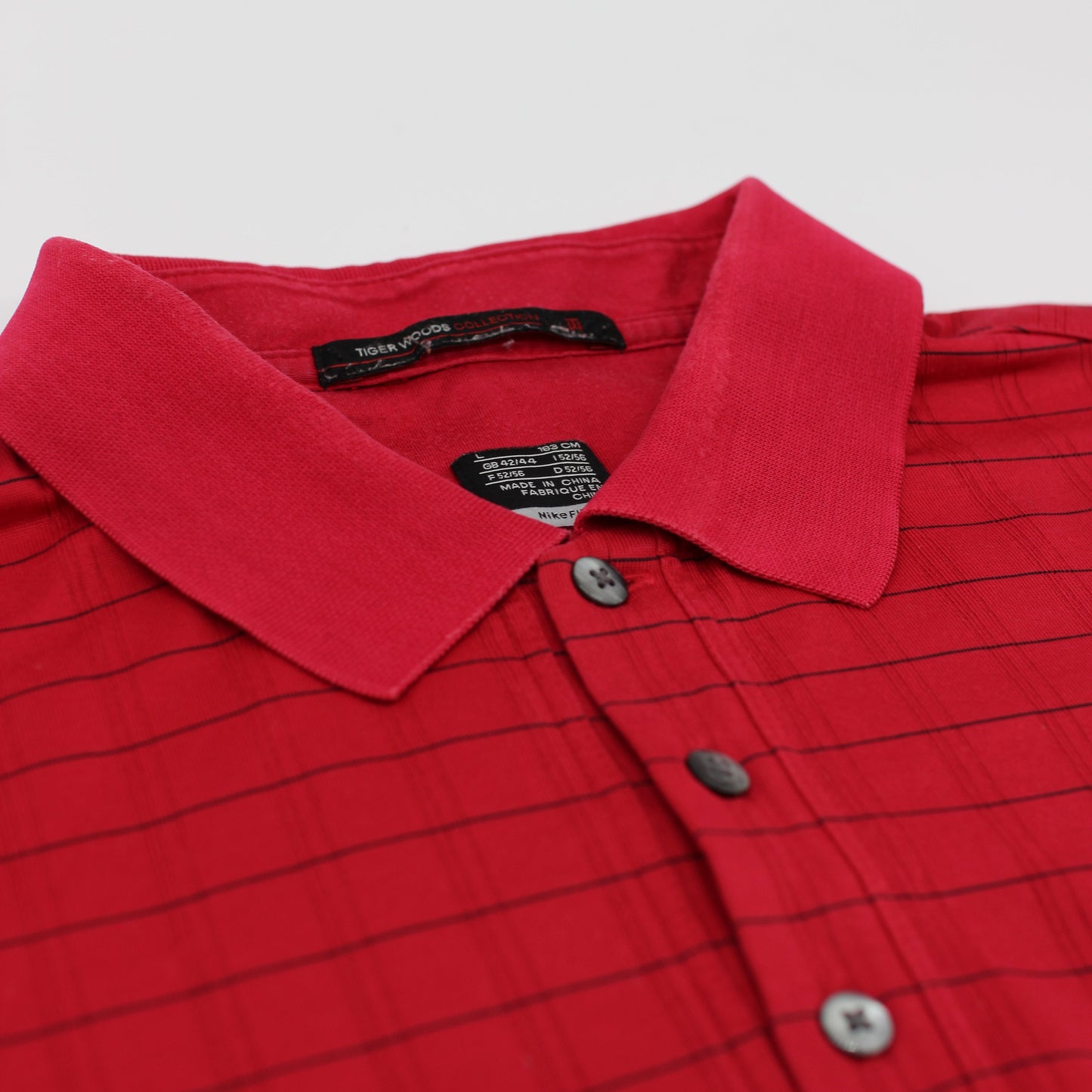 Nike Tiger Woods Red/Black Striped Polo-Shirt (L)