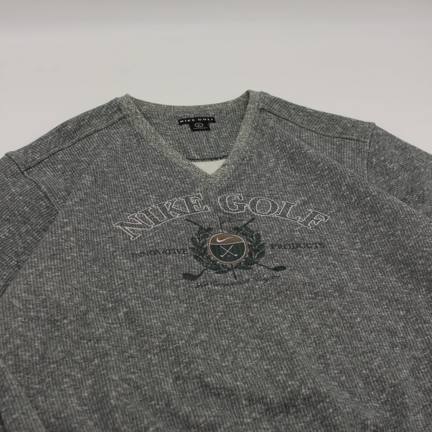 Nike Grey/Green V-Neck Graphic Jumper (L)