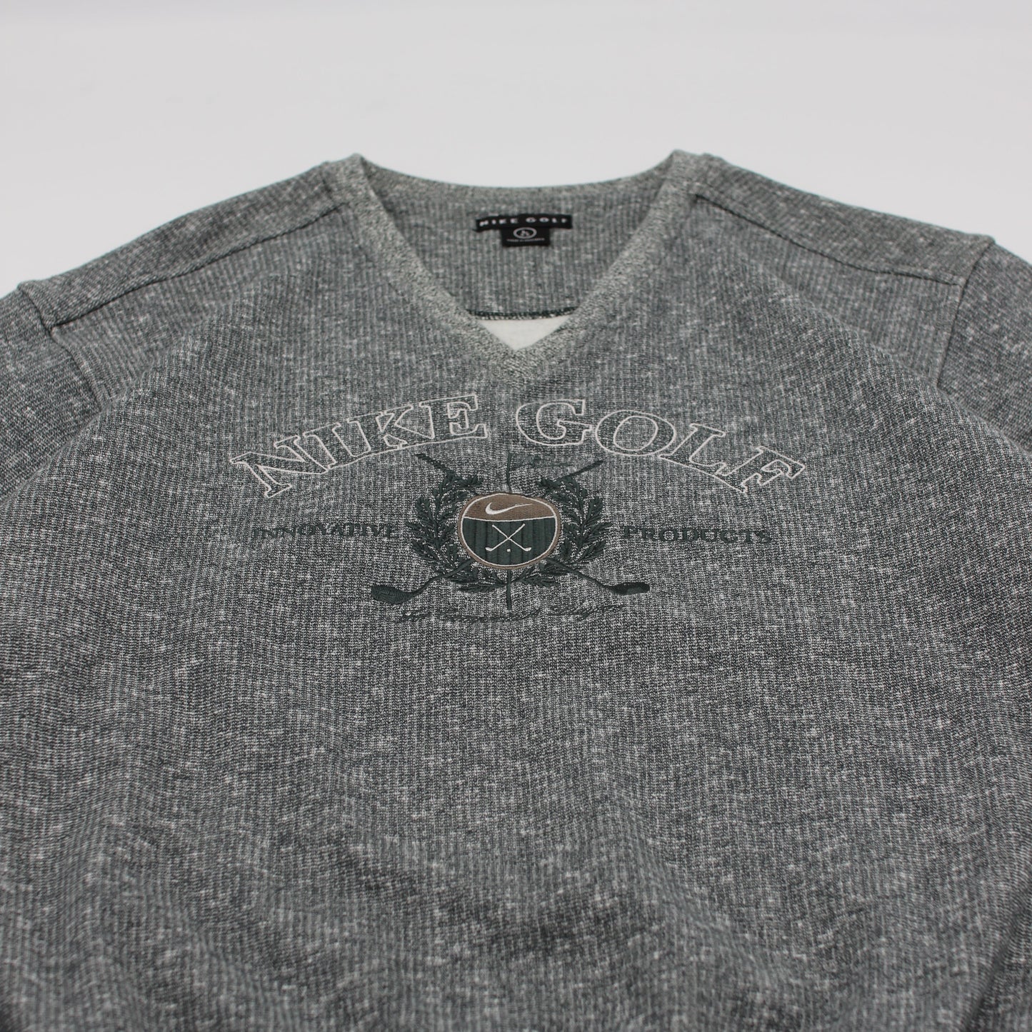 Nike Grey/Green V-Neck Graphic Jumper (L)