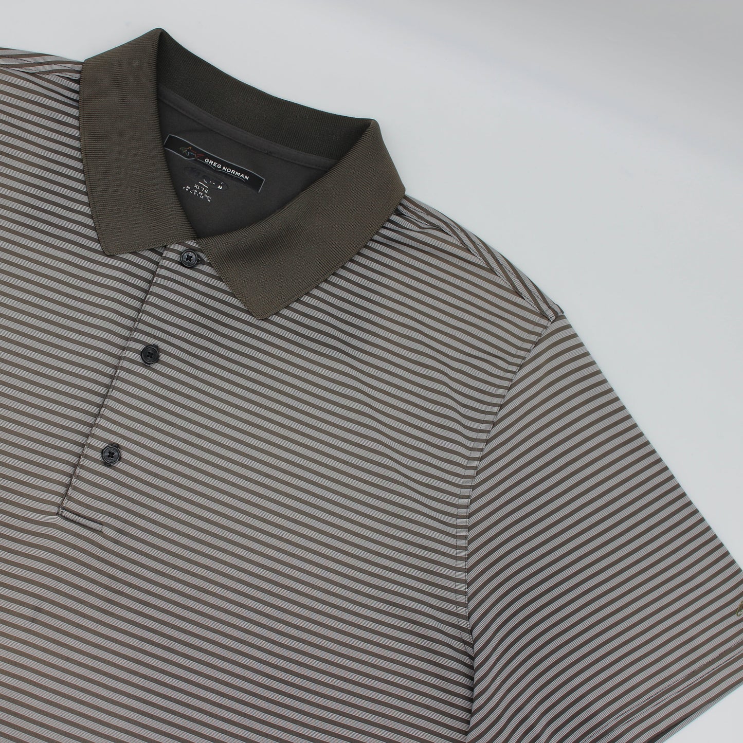 Greg Norman Black/White Striped Polo-Shirt (XL)