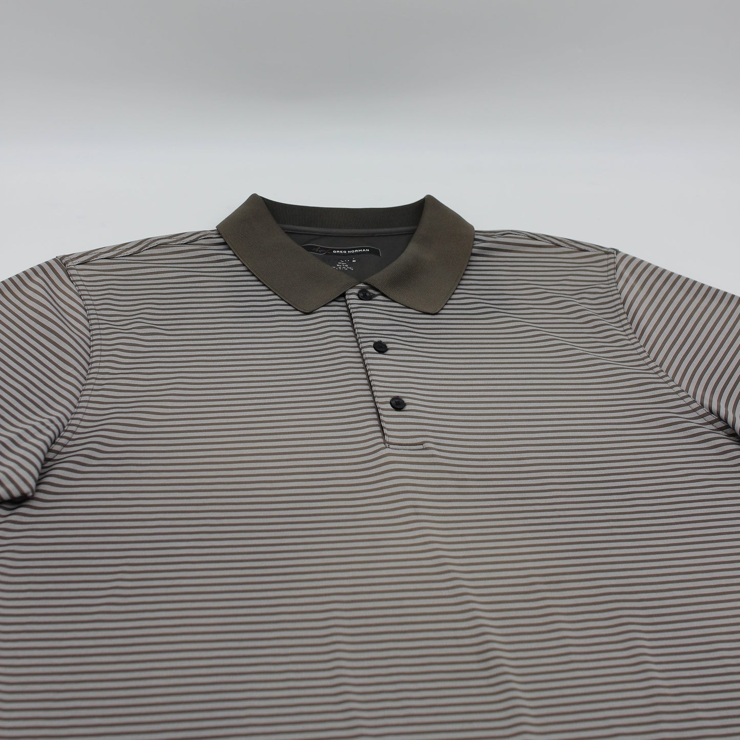 Greg Norman Black/White Striped Polo-Shirt (XL)