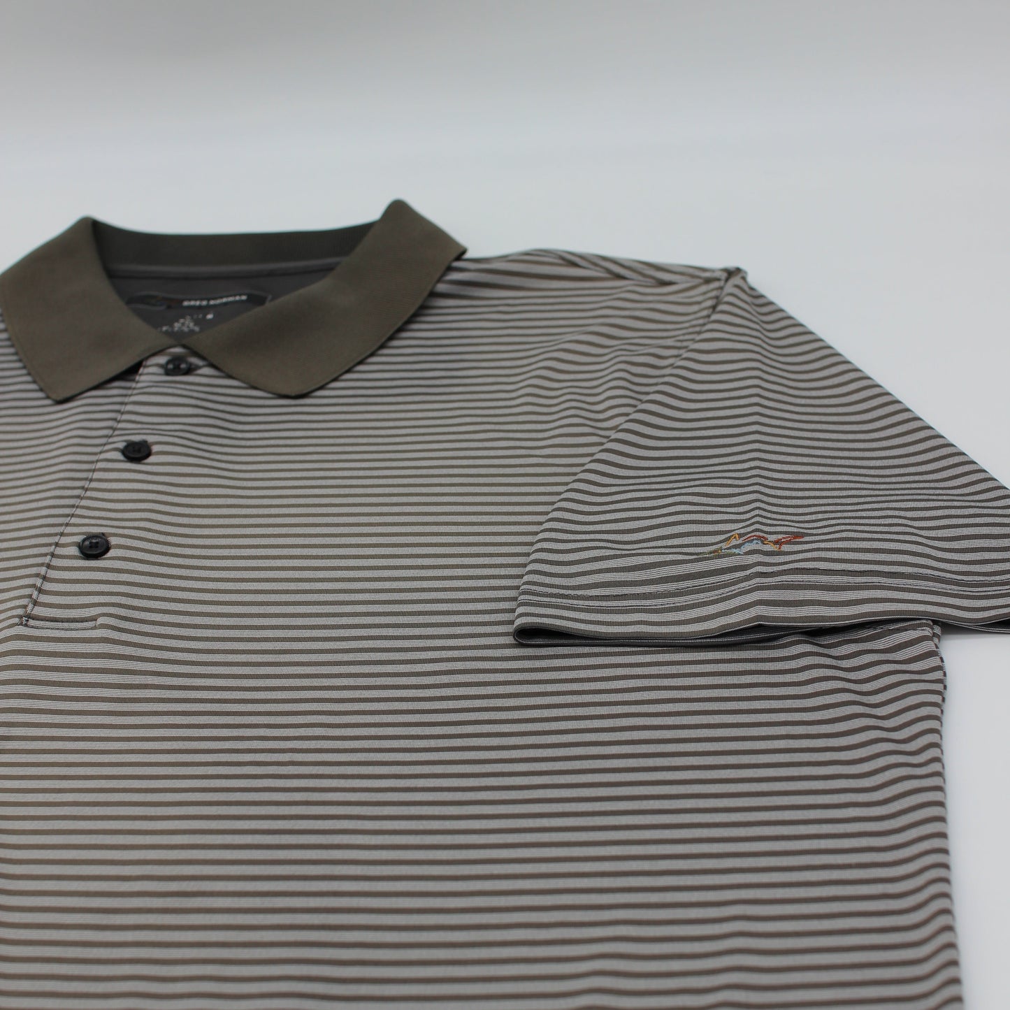 Greg Norman Black/White Striped Polo-Shirt (XL)