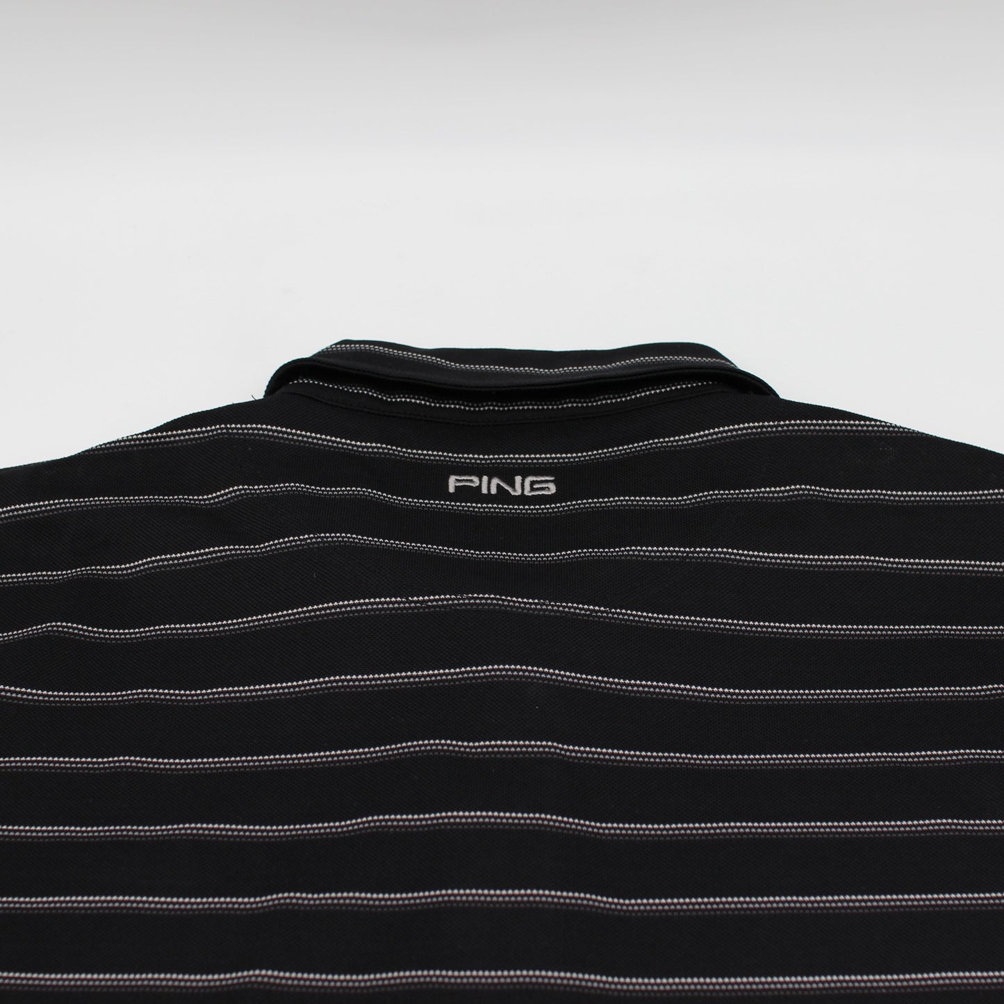 Ping Black/White Striped Polo-Shirt (XL)