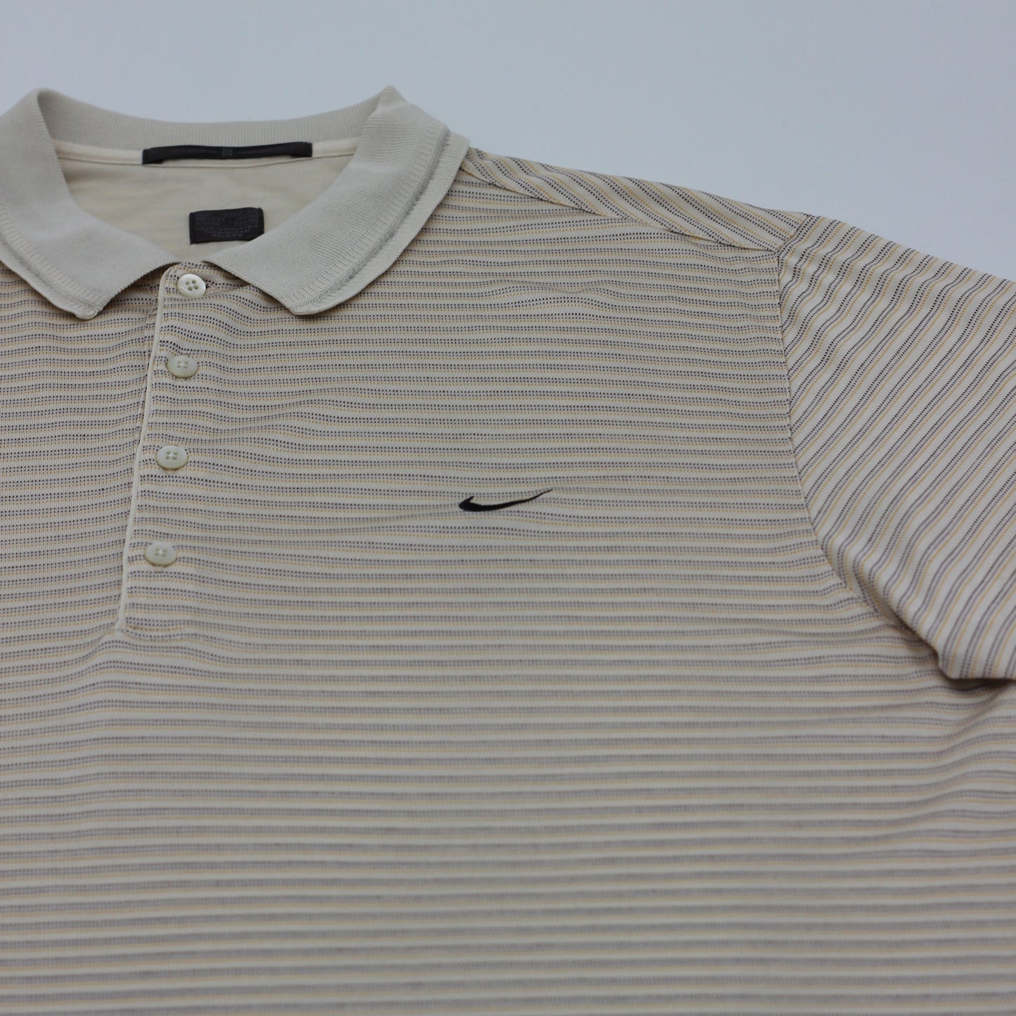 Nike Tiger Woods White/Yellow Striped Polo-Shirt (L)