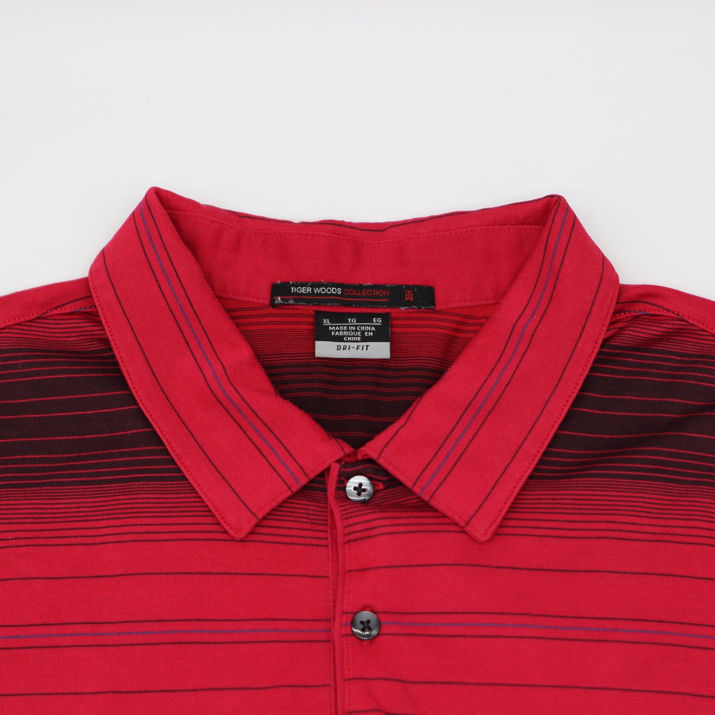 Nike Tiger Woods Red Striped Polo-Shirt (XL)