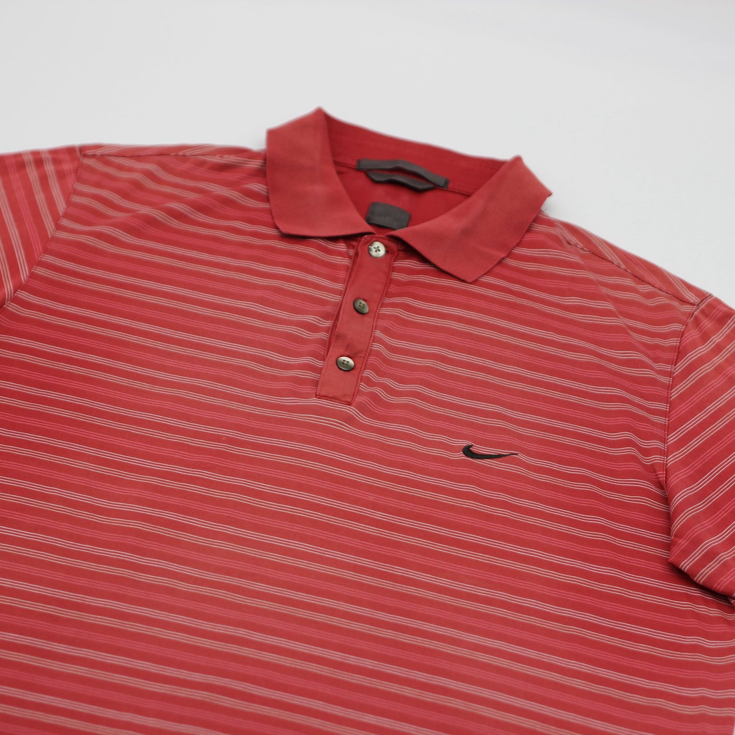 Nike Tiger Woods Red/White Striped Polo-Shirt (M)