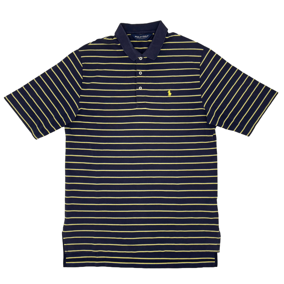 Polo Ralph Lauren Navy Yellow Striped Polo Shirt M